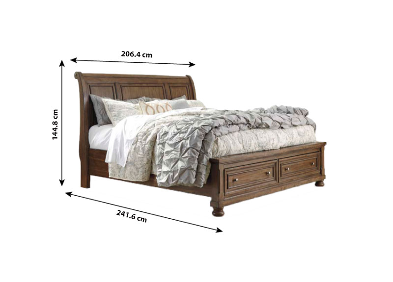 Wooden/ Timber King Bed Frame with Storage and Curved Bed Head - Freemans